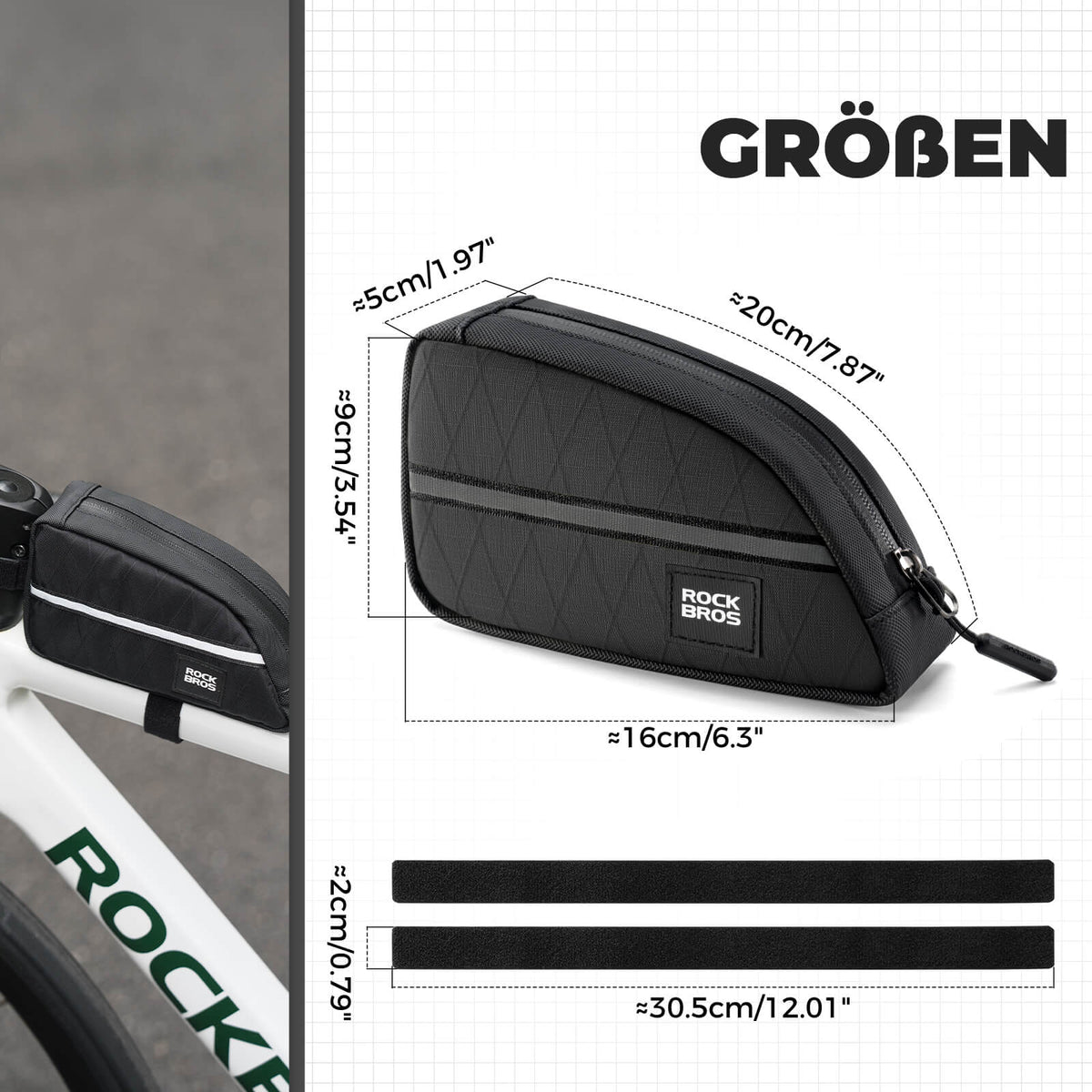 ROCKBROS Sac de tube de selle 0,8L Léger pour vélo pliant