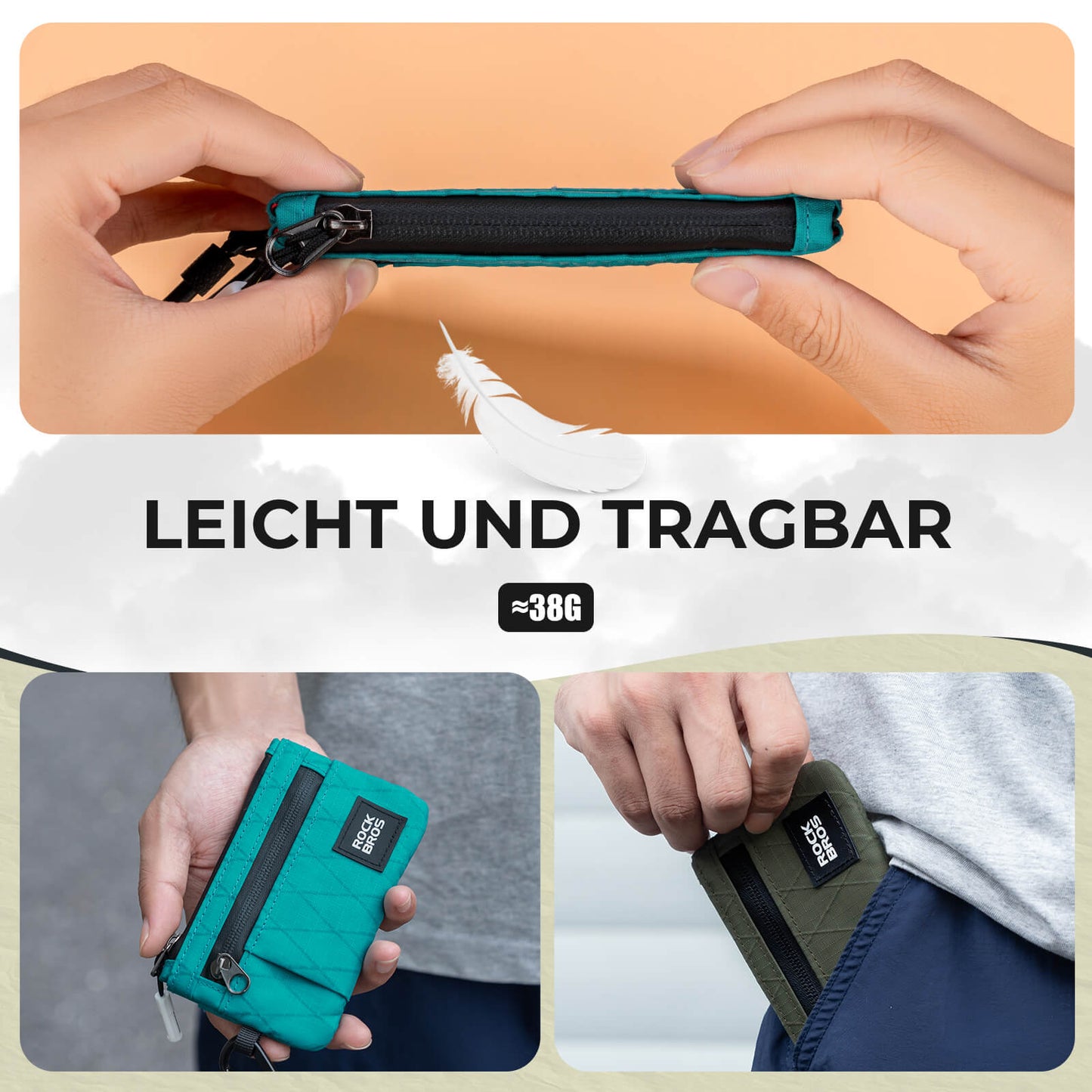 Portefeuille, porte-monnaie, étui pour téléphone portable, étui portable avec cadenas, ROCKBROS