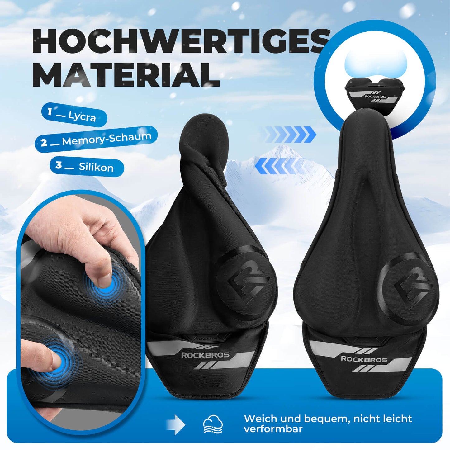 Housse de selle chauffante avec fixations rapides pour VTT, vélos de route et vélos électriques, par Rockbros
