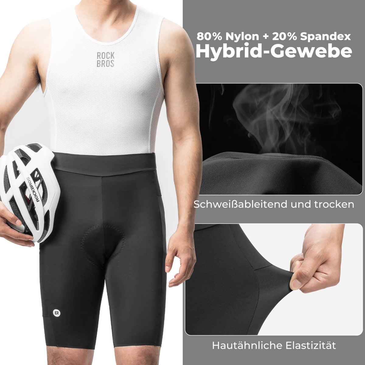 ROCKBROS Culotte courte de cyclisme séchage rapide rembourrée homme été