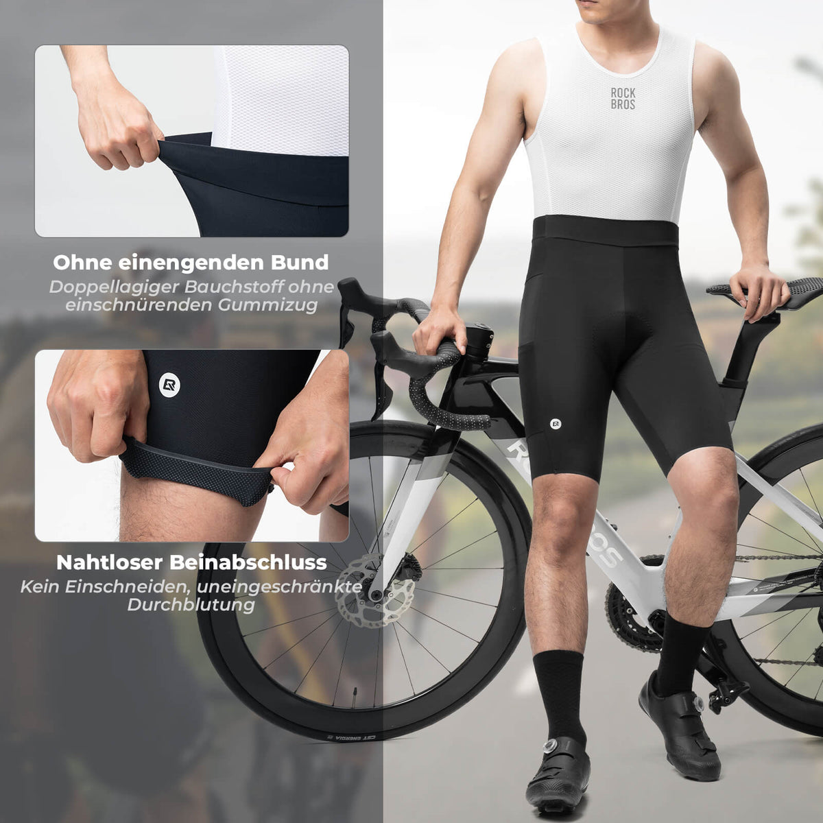 ROCKBROS Culotte courte de cyclisme séchage rapide rembourrée homme été