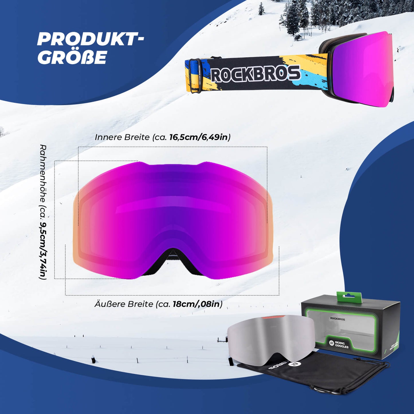 Masques de ski, lunettes de neige, polarisés, compatibles avec un casque, ski, ROCKBROS