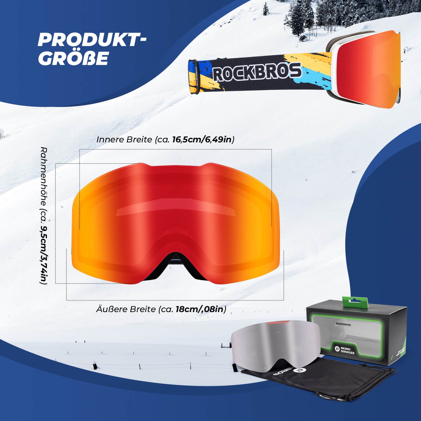 Masques de ski, lunettes de neige, polarisés, compatibles avec un casque, ski, ROCKBROS