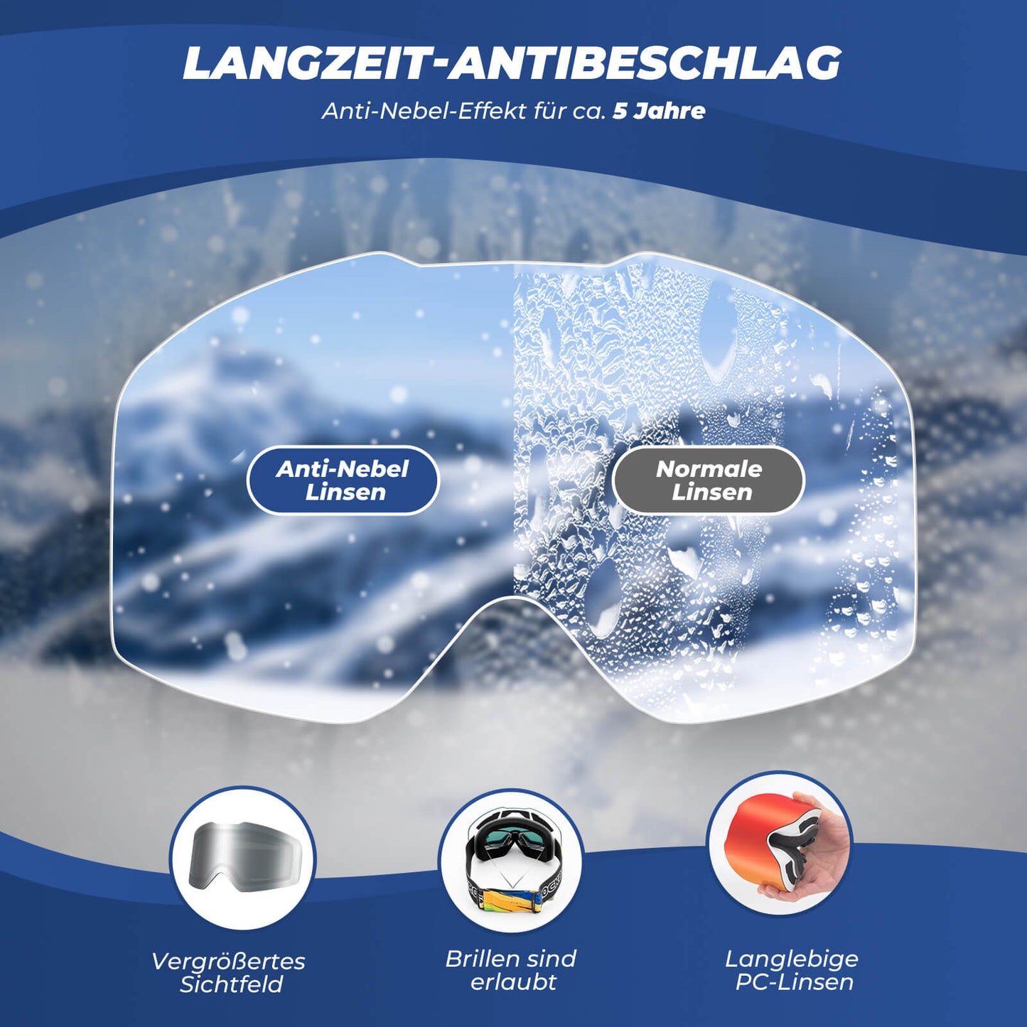 Masques de ski, lunettes de neige, polarisés, compatibles avec un casque, ski, ROCKBROS