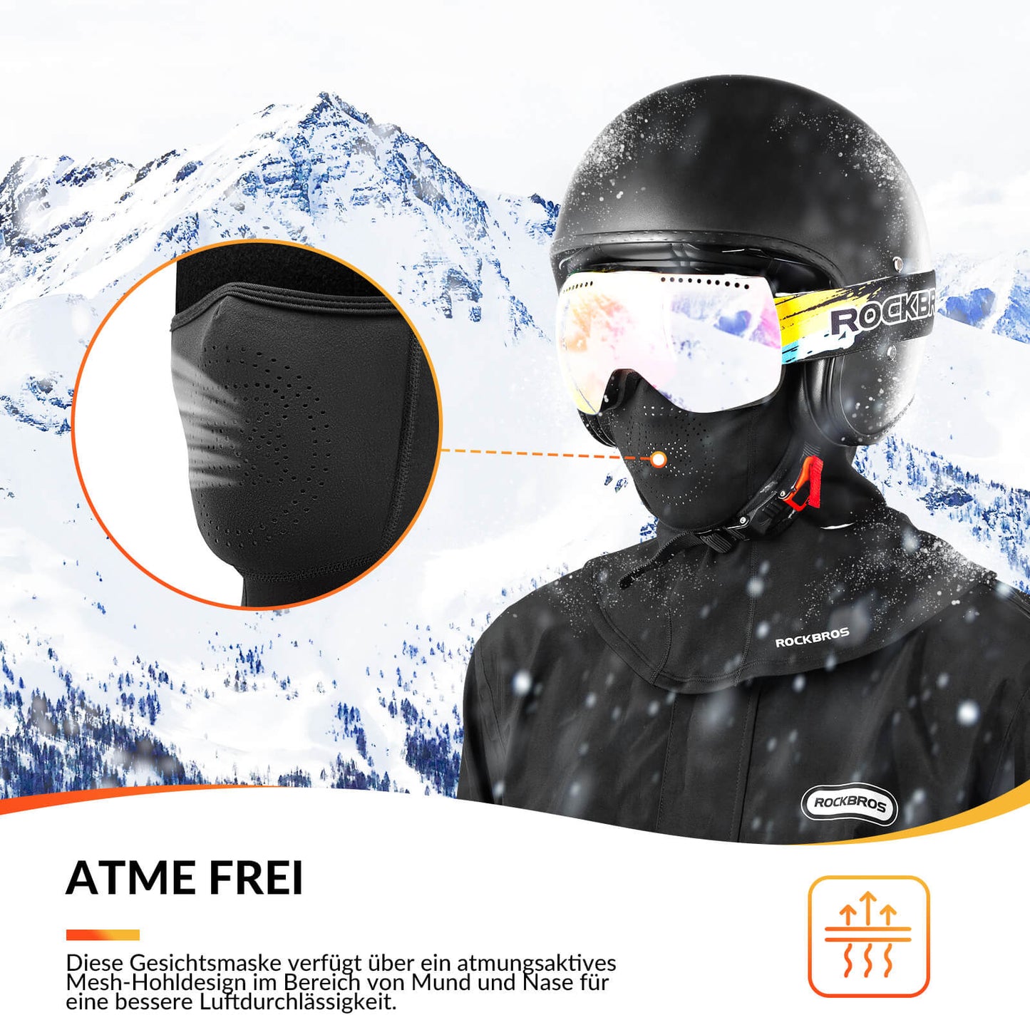 Cagoule masque de visage, automne/hiver, chaude, avec ouverture pour lunettes, ROCKBROS