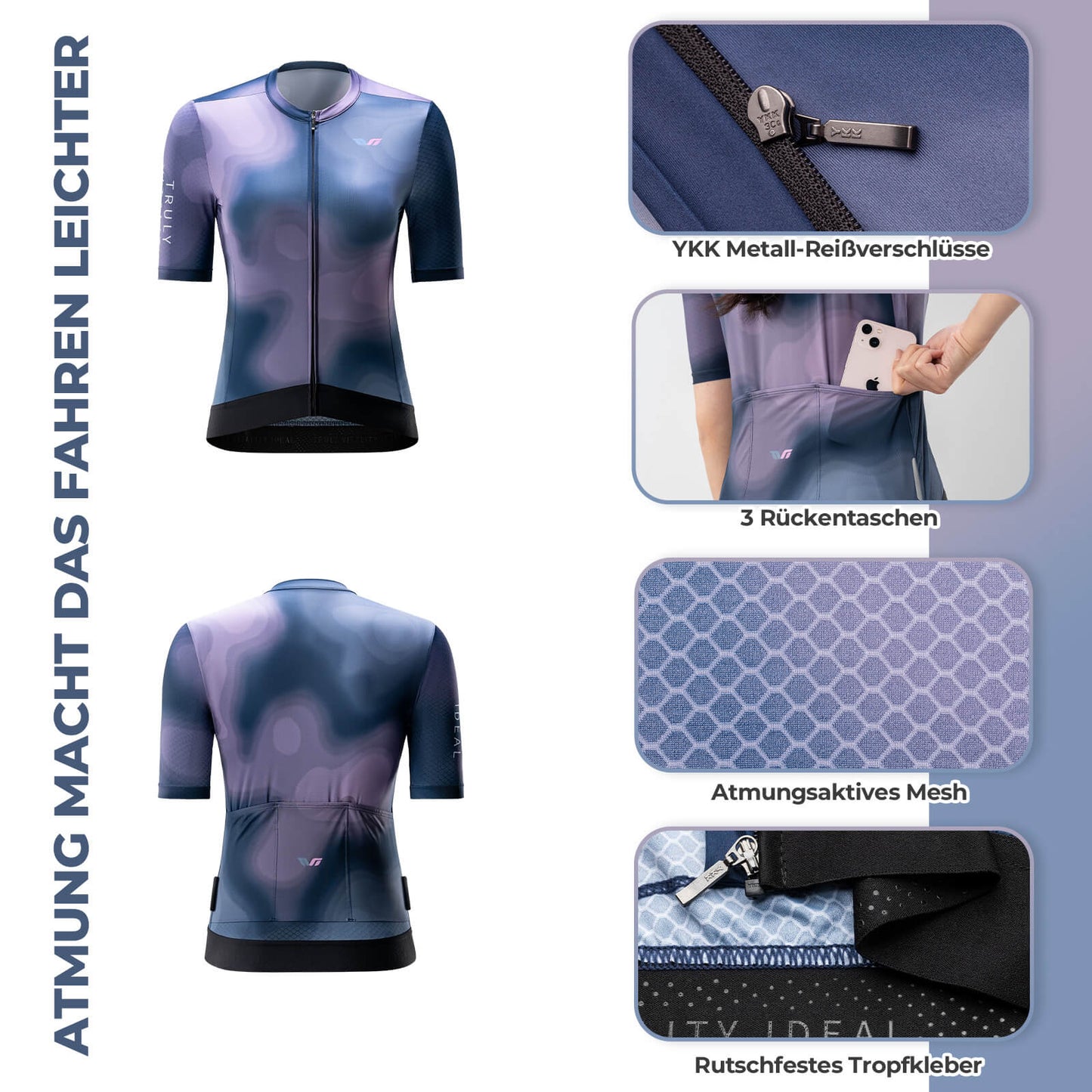 Maillot de cyclisme à manches courtes pour femme TVI, séchage rapide, 3 poches, été, ROCKBROS