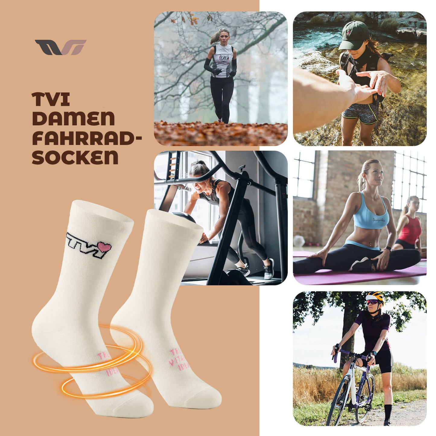 Chaussettes de sport pour femmes TVI, chaussettes de cyclisme respirantes d'hiver ROCKBROS