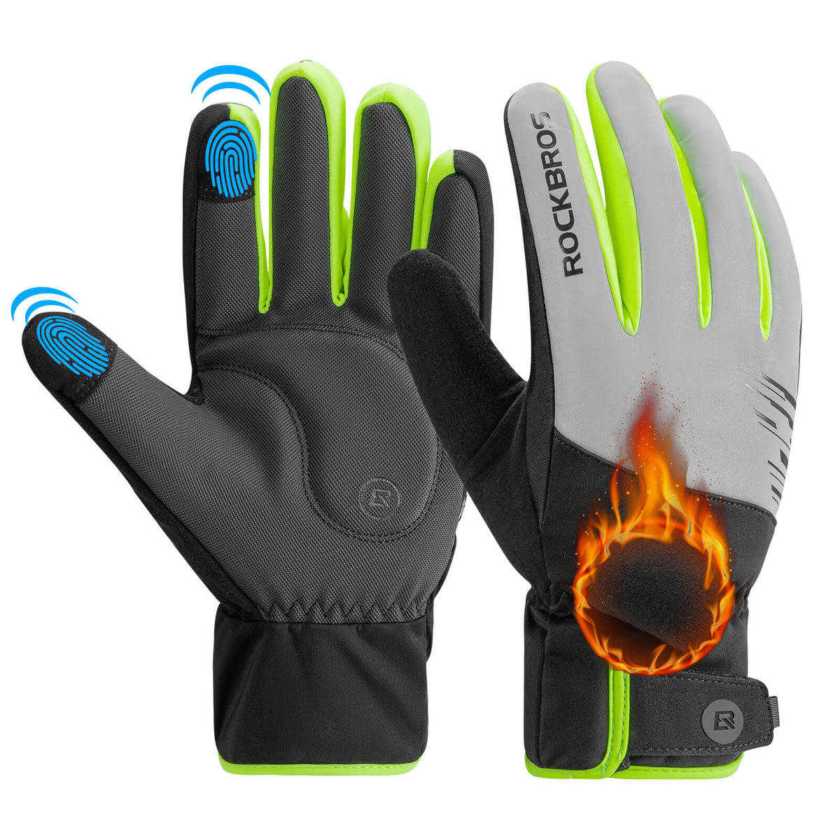 ROCKBROS Gants de vélo d'hiver Touchscreen Chauds Antivent