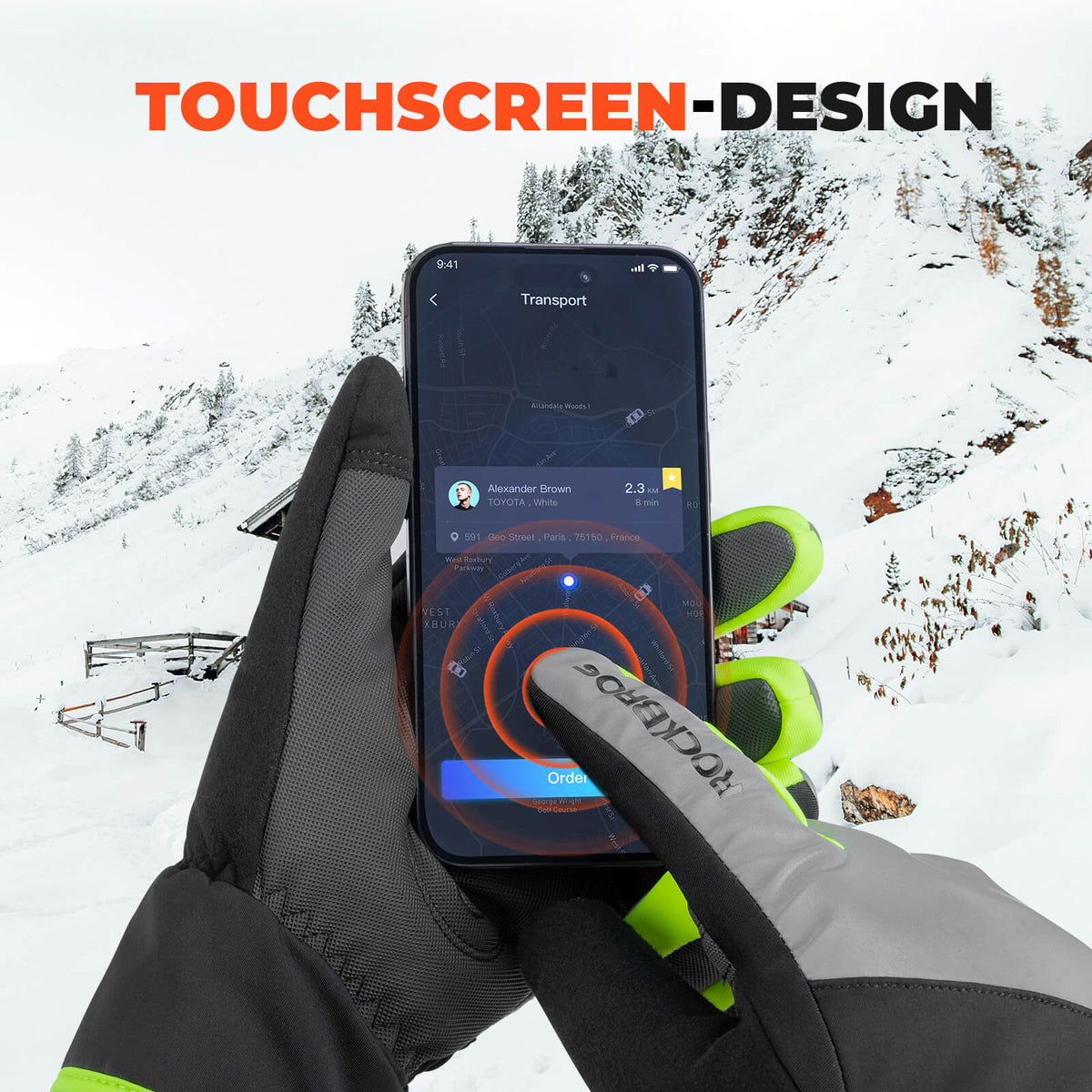 ROCKBROS Gants de vélo d'hiver Touchscreen Chauds Antivent