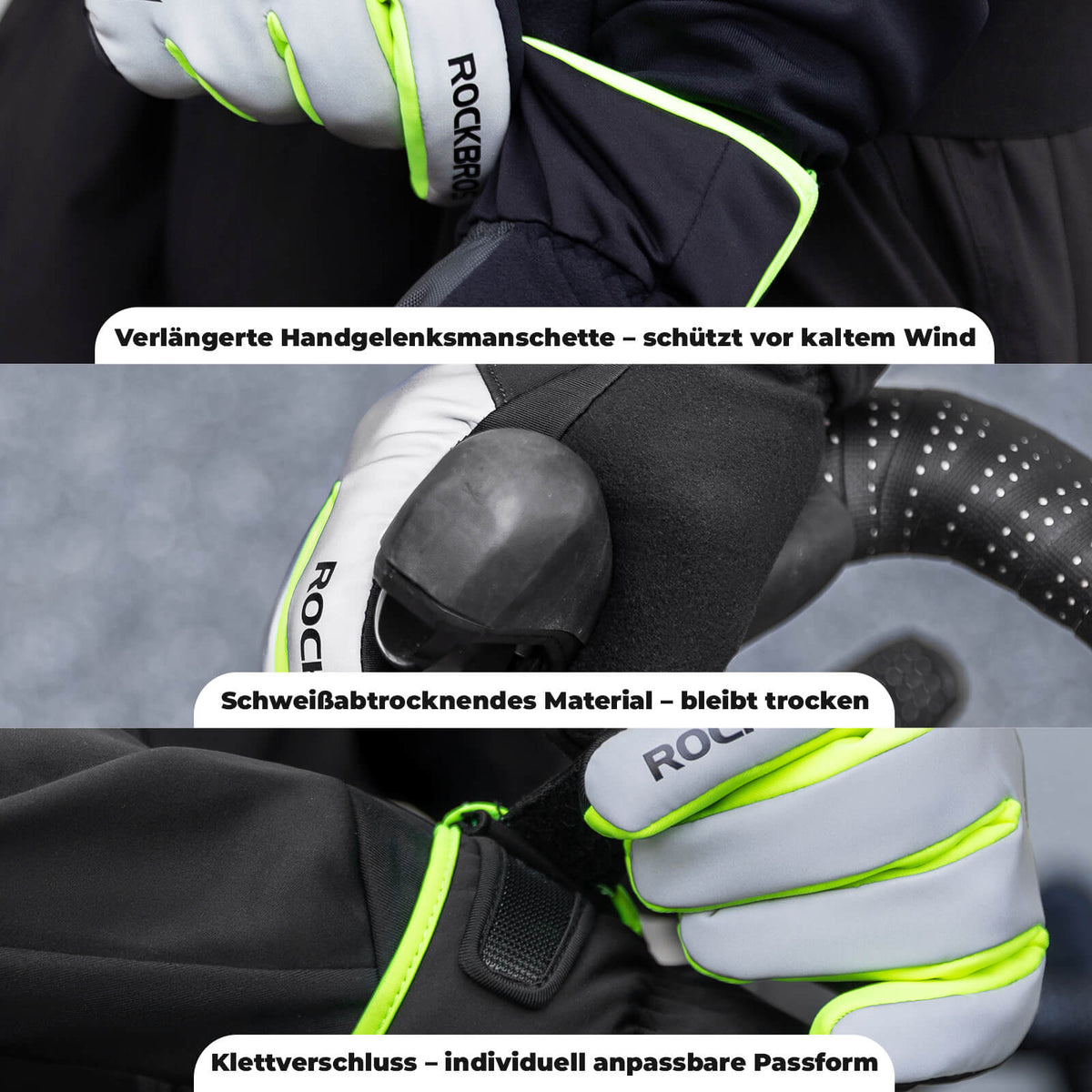 ROCKBROS Gants de vélo d'hiver Touchscreen Chauds Antivent