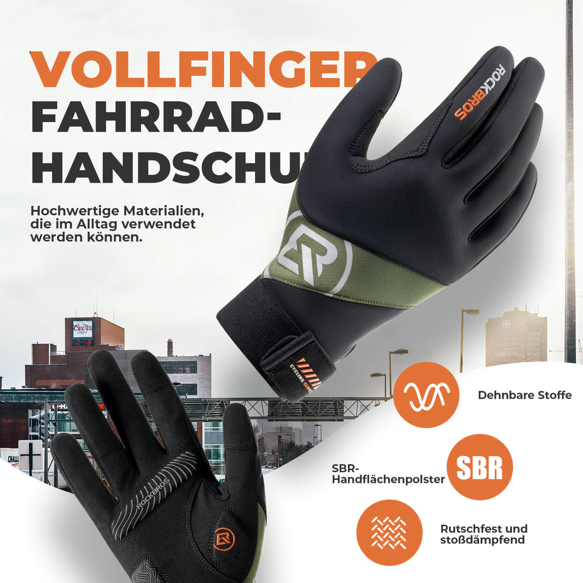 ROCKBROS Gants de vélo d'automne compatibles écran tactile
