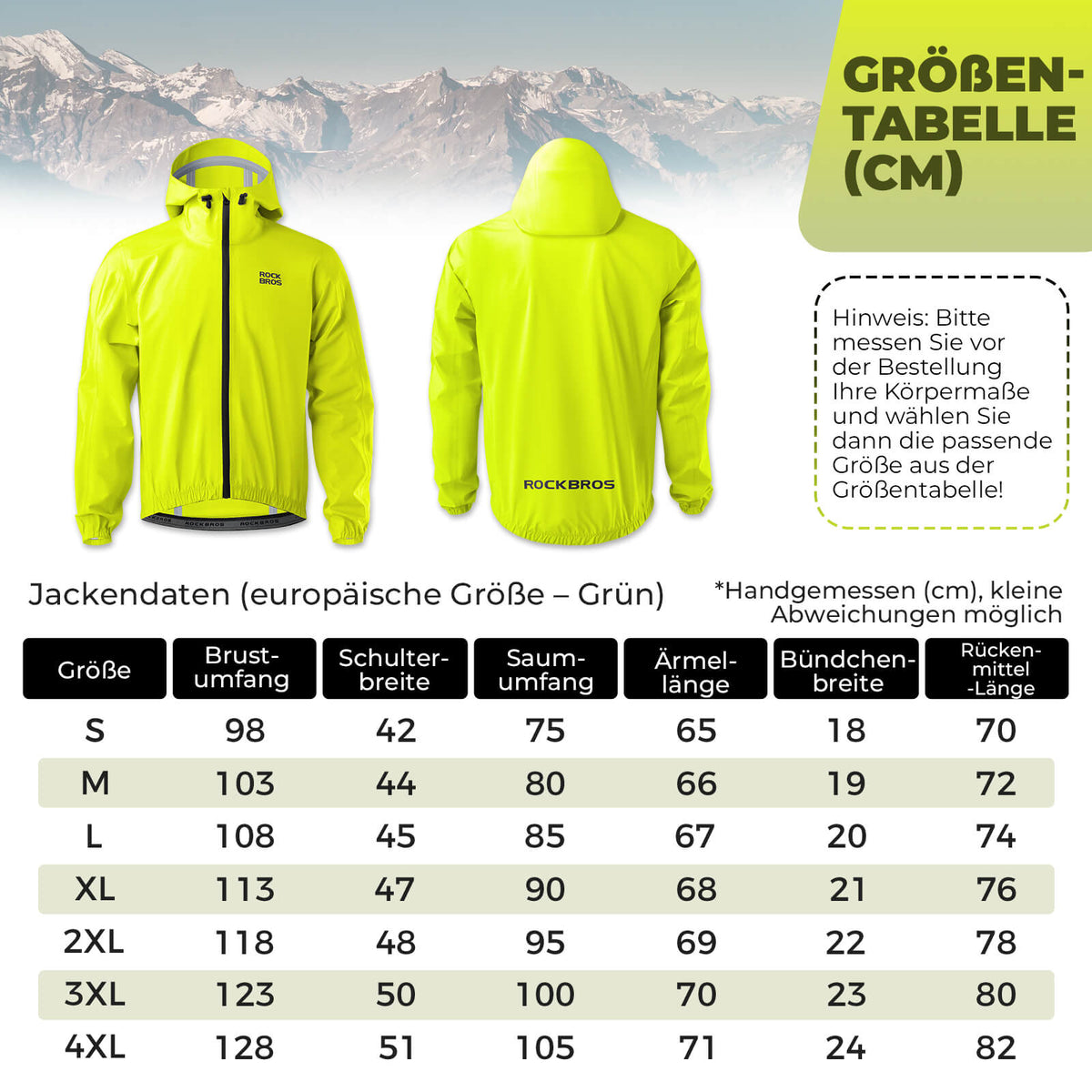 ROCKBROS Néon Jaune Veste Coupe-Vent Imperméable Léger 0-15° Hommes/Femmes