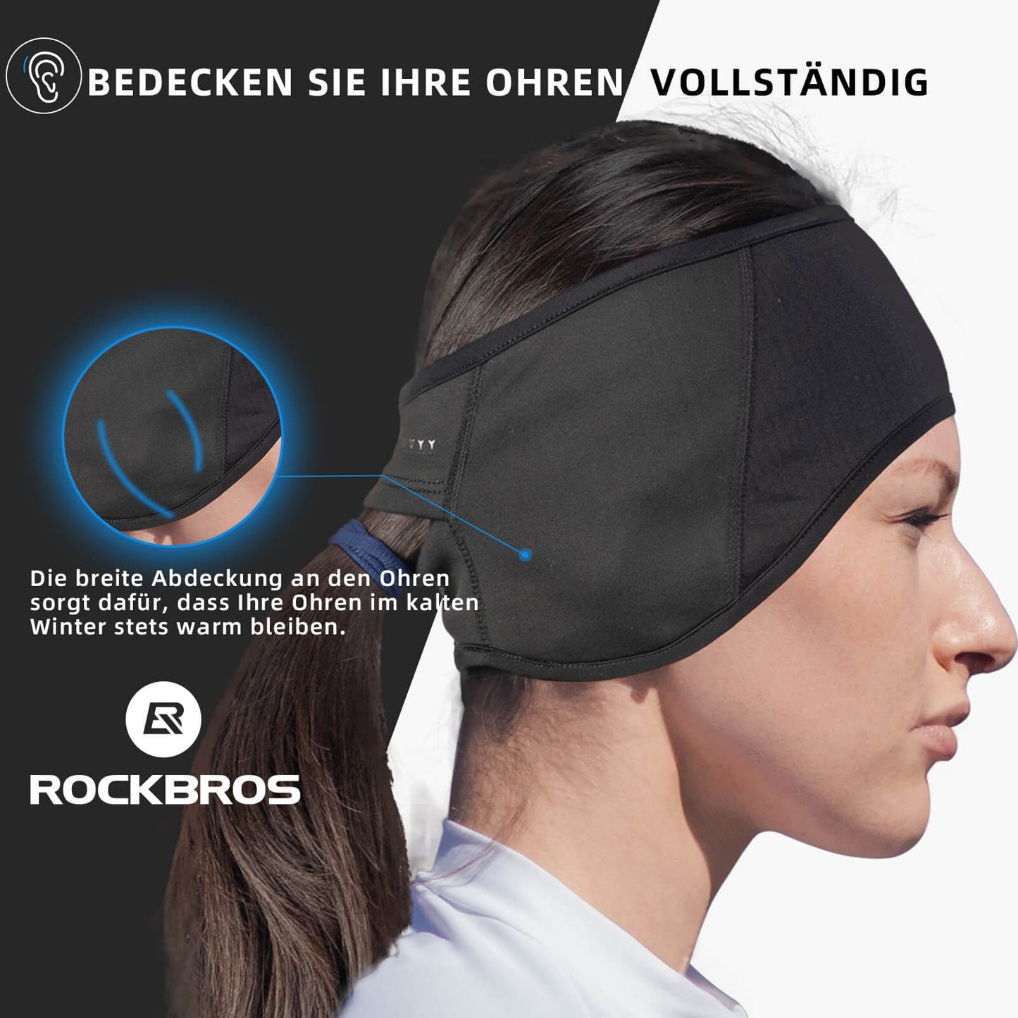 Bandeaux cache-oreilles thermiques d'hiver pour le cyclisme, pour hommes et femmes, ROCKBROS