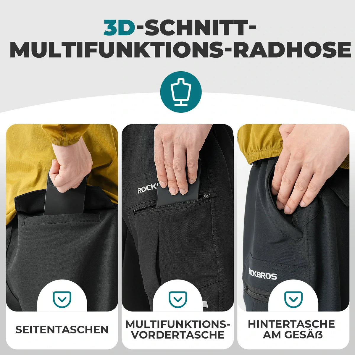 ROCKBROS Culotte de cyclisme Homme Rembourrée avec Sellette 4D