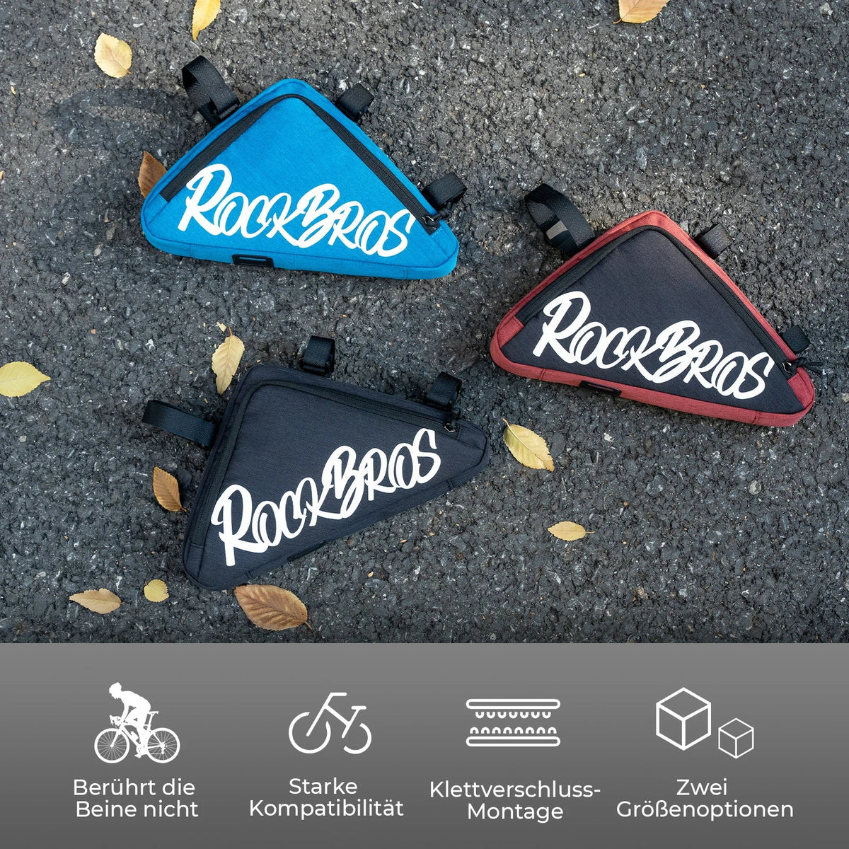 ROCKBROS Sac de cadre vélo Sac triangle 0.8L–1.4L