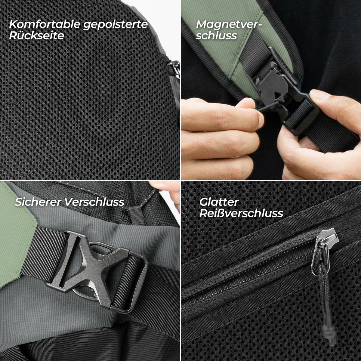 ROCKBROS Sling Bag Grand, Sac bandoulière Sling avec fermeture magnétique, Sac de portage croisé