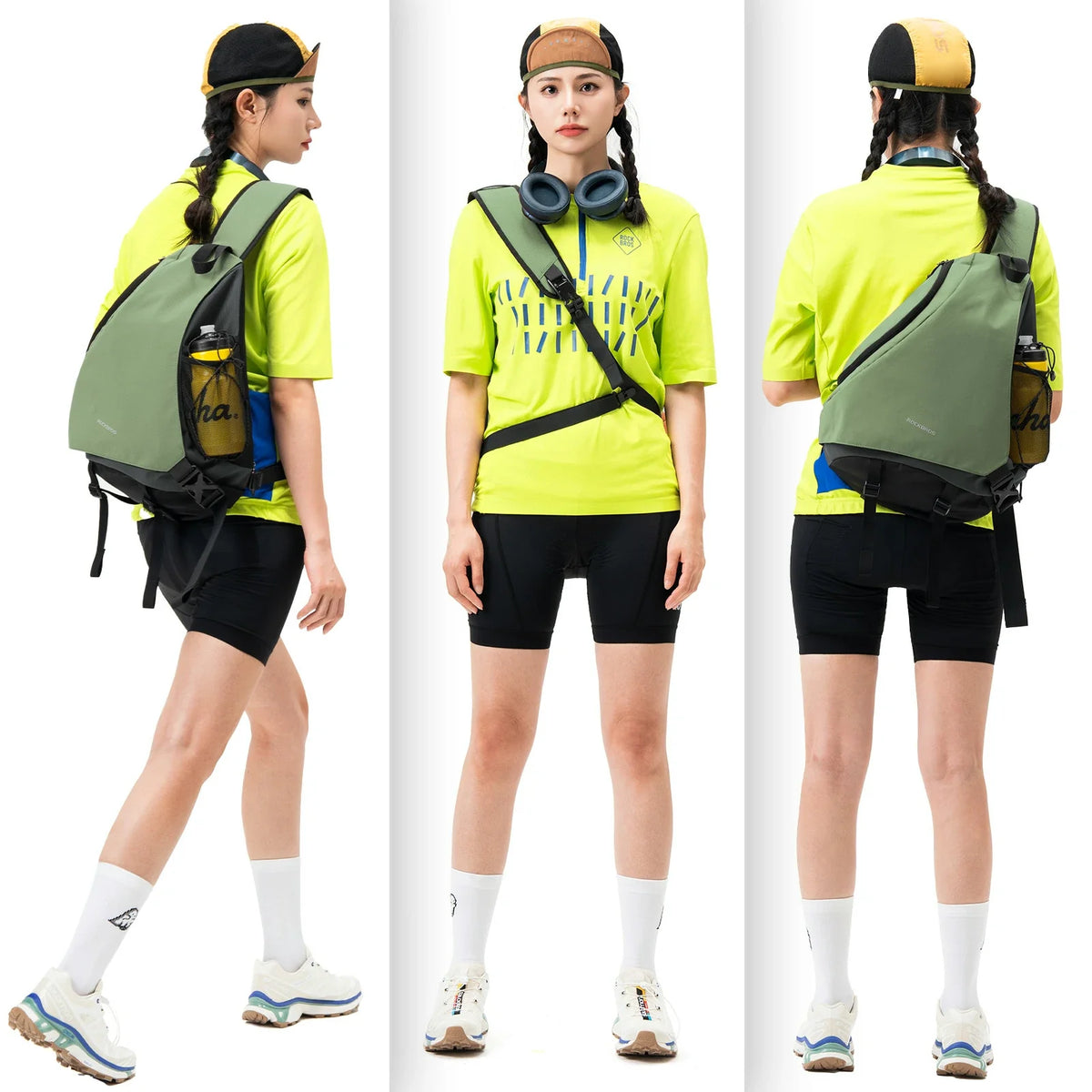 ROCKBROS Sling Bag Grand, Sac bandoulière Sling avec fermeture magnétique, Sac de portage croisé
