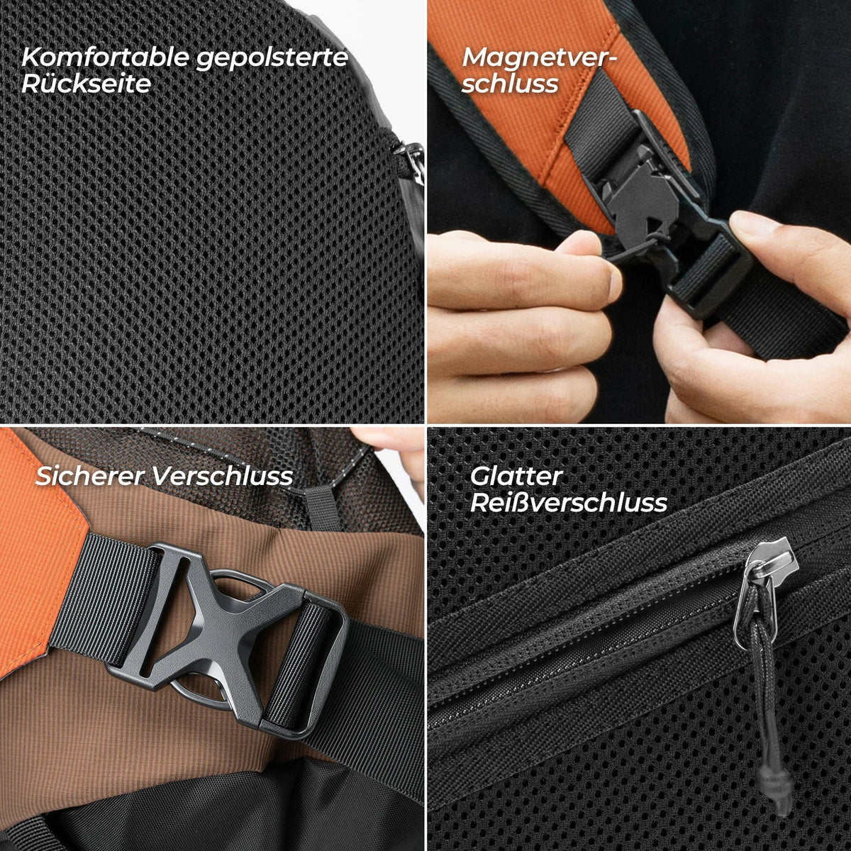 ROCKBROS Sling Bag Grand, Sac bandoulière Sling avec fermeture magnétique, Sac de portage croisé