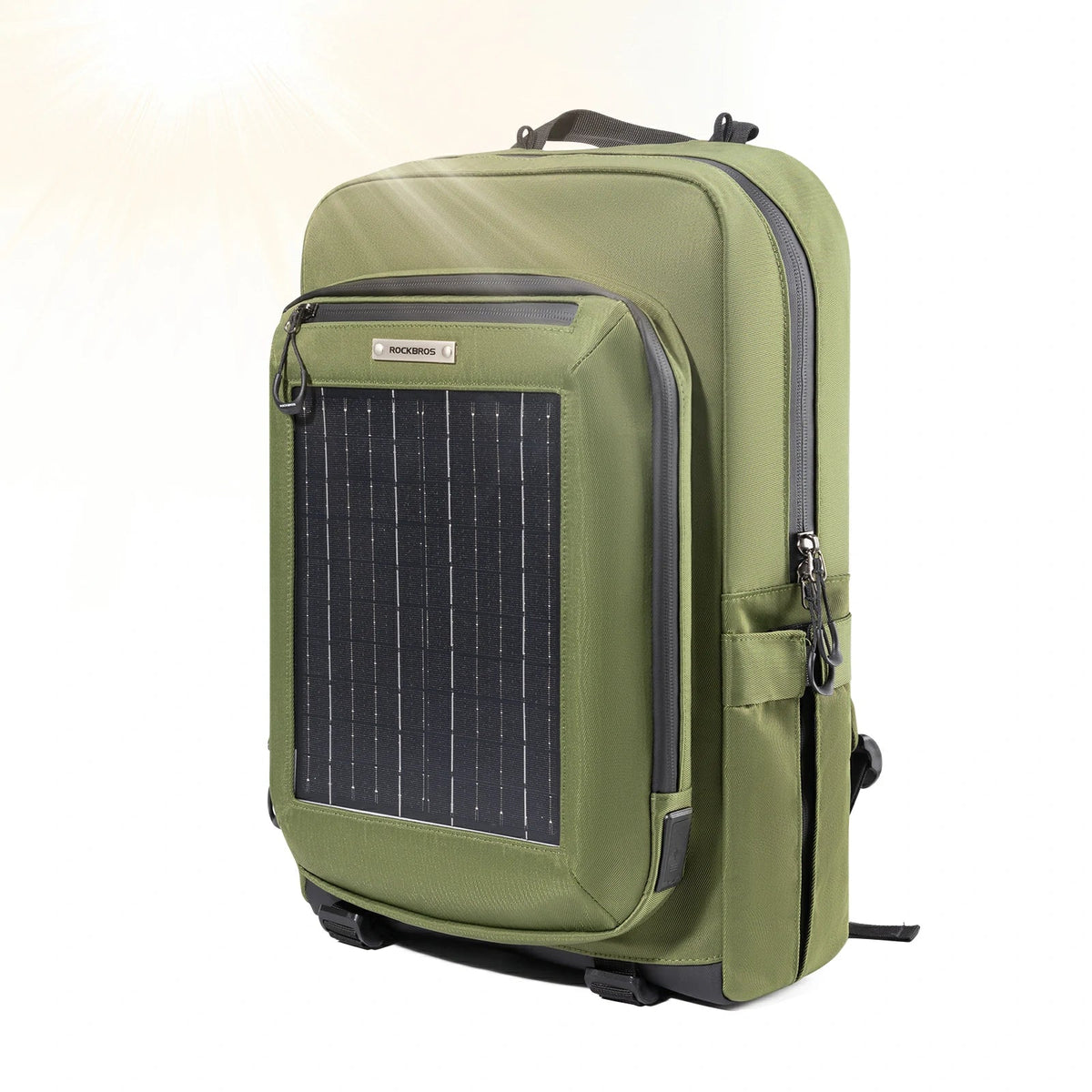 ROCKBROS Sac solaire Sac à dos solaire 20L avec panneau flexible amovible 10V 14W