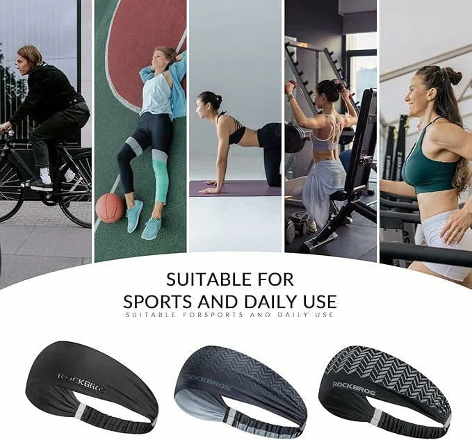 ROCKBROS Bandeaux de Sport Absorbant Bandeau de Front Élastique Antidérapant Serre-tête