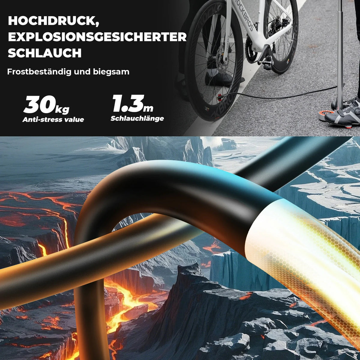 ROCKBROS Pompe à pied pour vélo 240PSI avec manomètre
