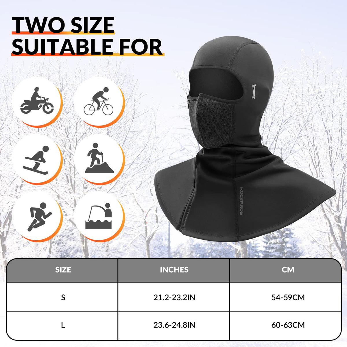 ROCKBROS Cagoule d'hiver Balaclava 54-63cm