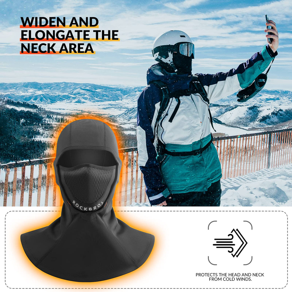 ROCKBROS Cagoule d'hiver Balaclava 54-63cm