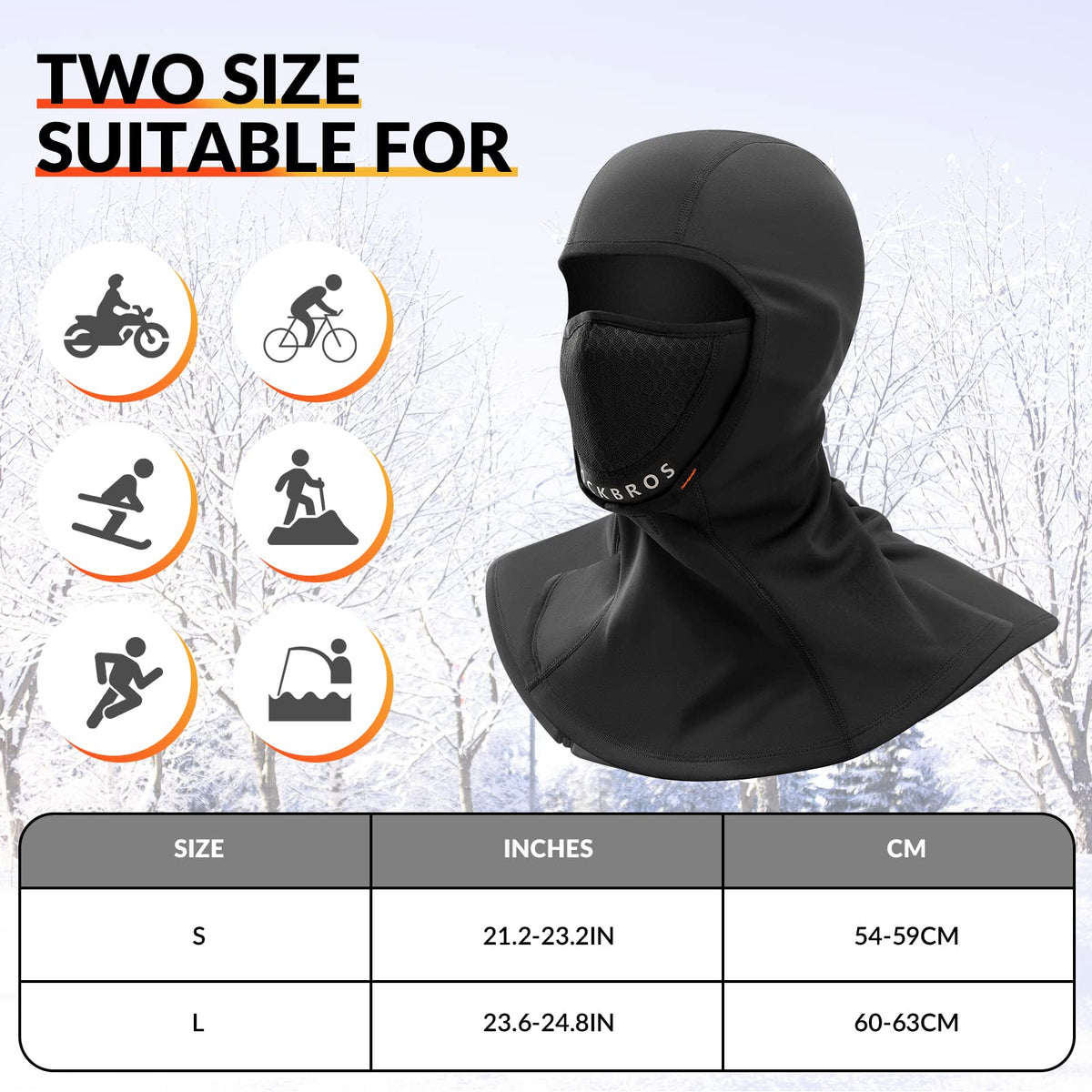 ROCKBROS Cagoule d'hiver Balaclava 54-63cm