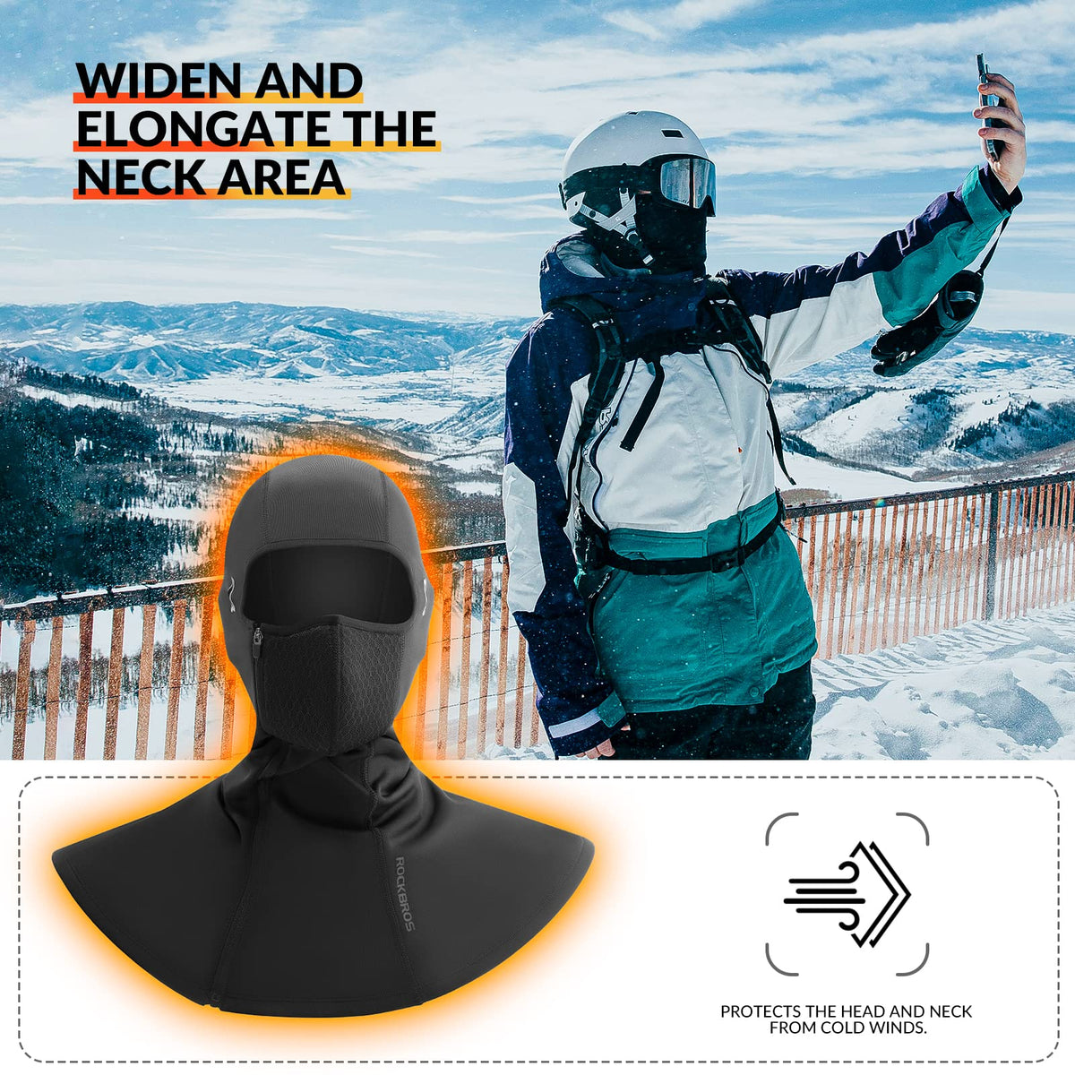 ROCKBROS Cagoule d'hiver Balaclava 54-63cm