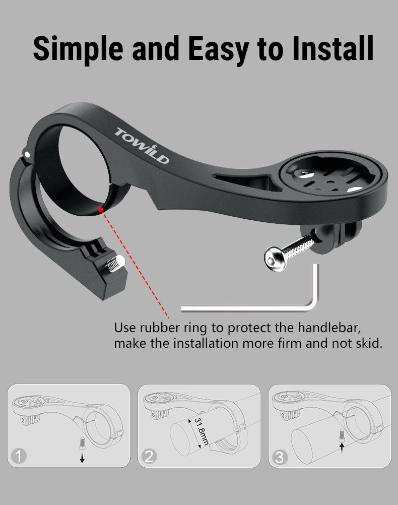 TOWILD AS90 support d'extension de montage de lampe de poche pour guidon de vélo pour éclairage d'ordinateur de vélo et GoPro GARMIN XOSS iGPSport