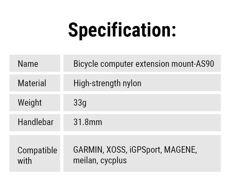 TOWILD AS90 support d'extension de montage de lampe de poche pour guidon de vélo pour éclairage d'ordinateur de vélo et GoPro GARMIN XOSS iGPSport