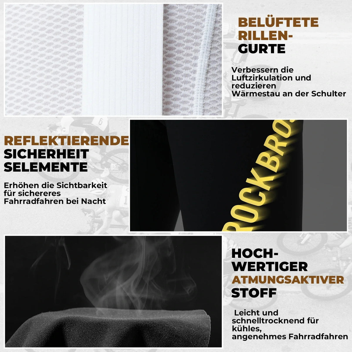 ROCKBROS Cuissard à Bretelles Homme Rembourré, Respirant Séchage Rapide