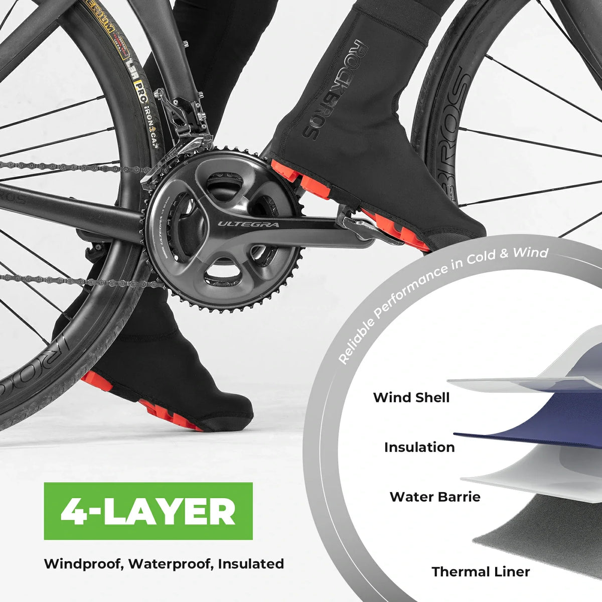 ROCKBROS Surchaussures Vélo Imperméables Shoecover Protection contre le Froid pour Cyclisme