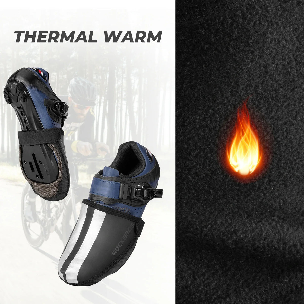 ROCKBROS Sur-chaussures Vélo Imperméables Couvre-chaussures Coupe-vent Réfléchissantes