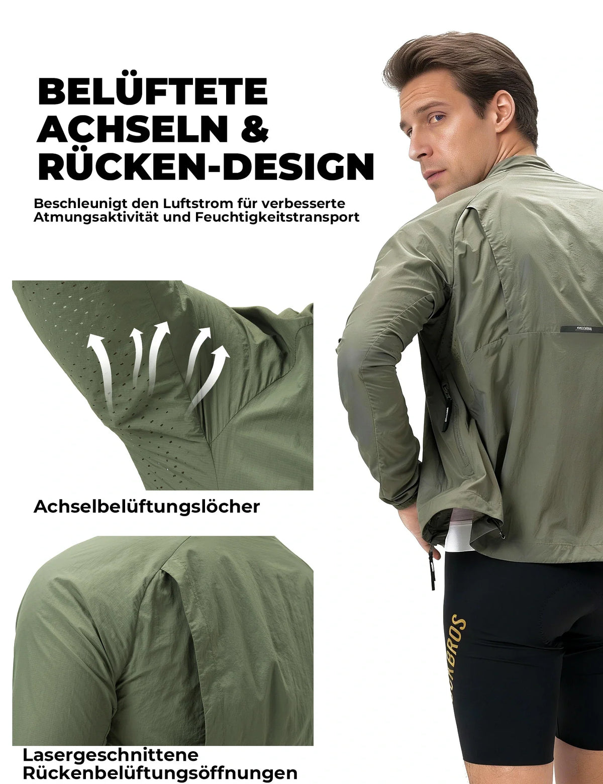 ROCKBROS Veste de cyclisme coupe-vent, légère et respirante, séchage rapide, pliable