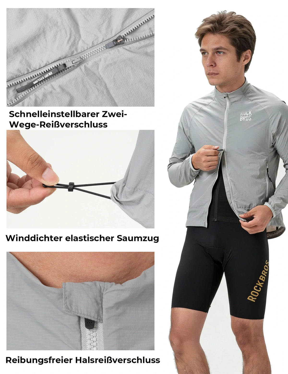 ROCKBROS Veste de cyclisme coupe-vent, légère et respirante, séchage rapide, pliable