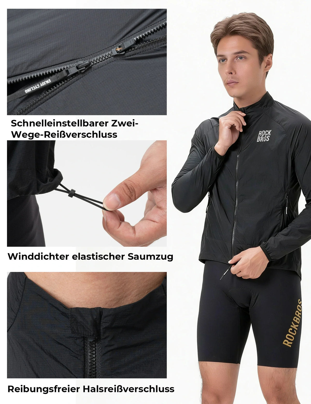 ROCKBROS Veste de cyclisme coupe-vent, légère et respirante, séchage rapide, pliable