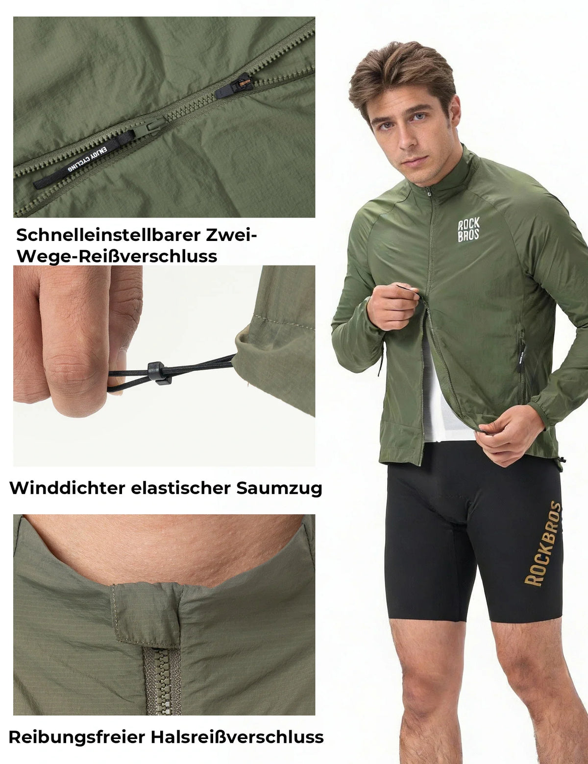 ROCKBROS Veste de cyclisme coupe-vent, légère et respirante, séchage rapide, pliable