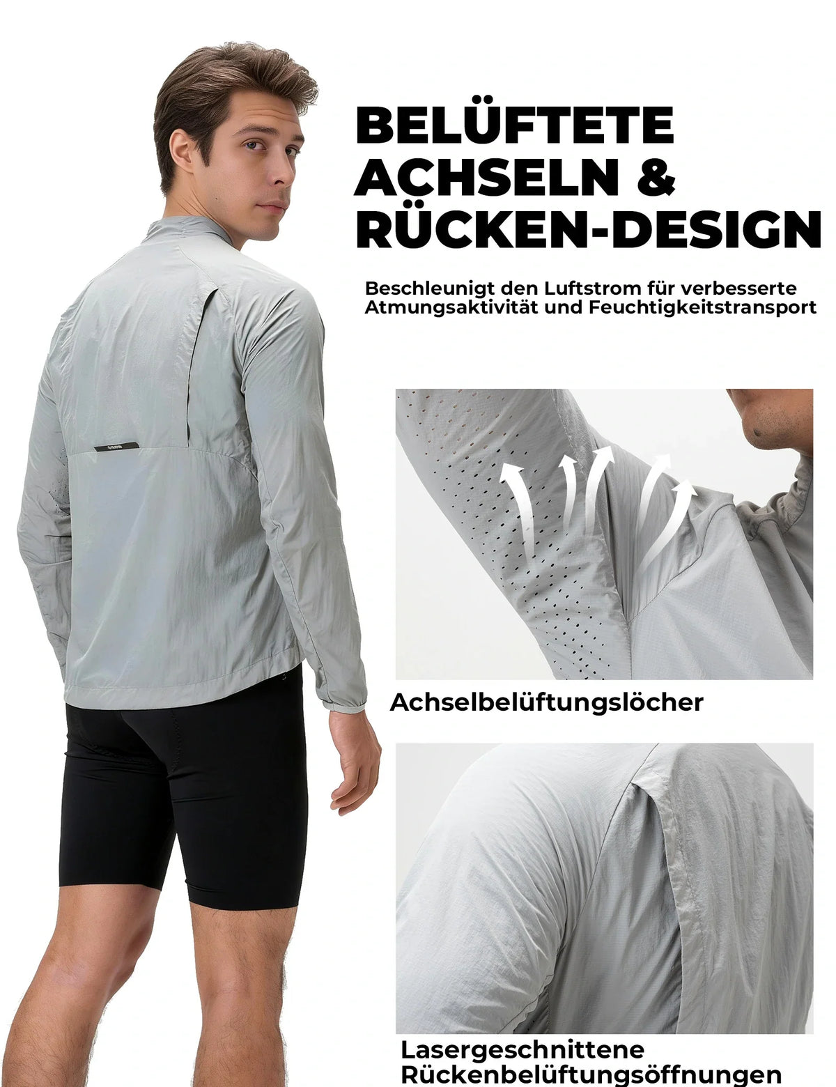 ROCKBROS Veste de cyclisme coupe-vent, légère et respirante, séchage rapide, pliable