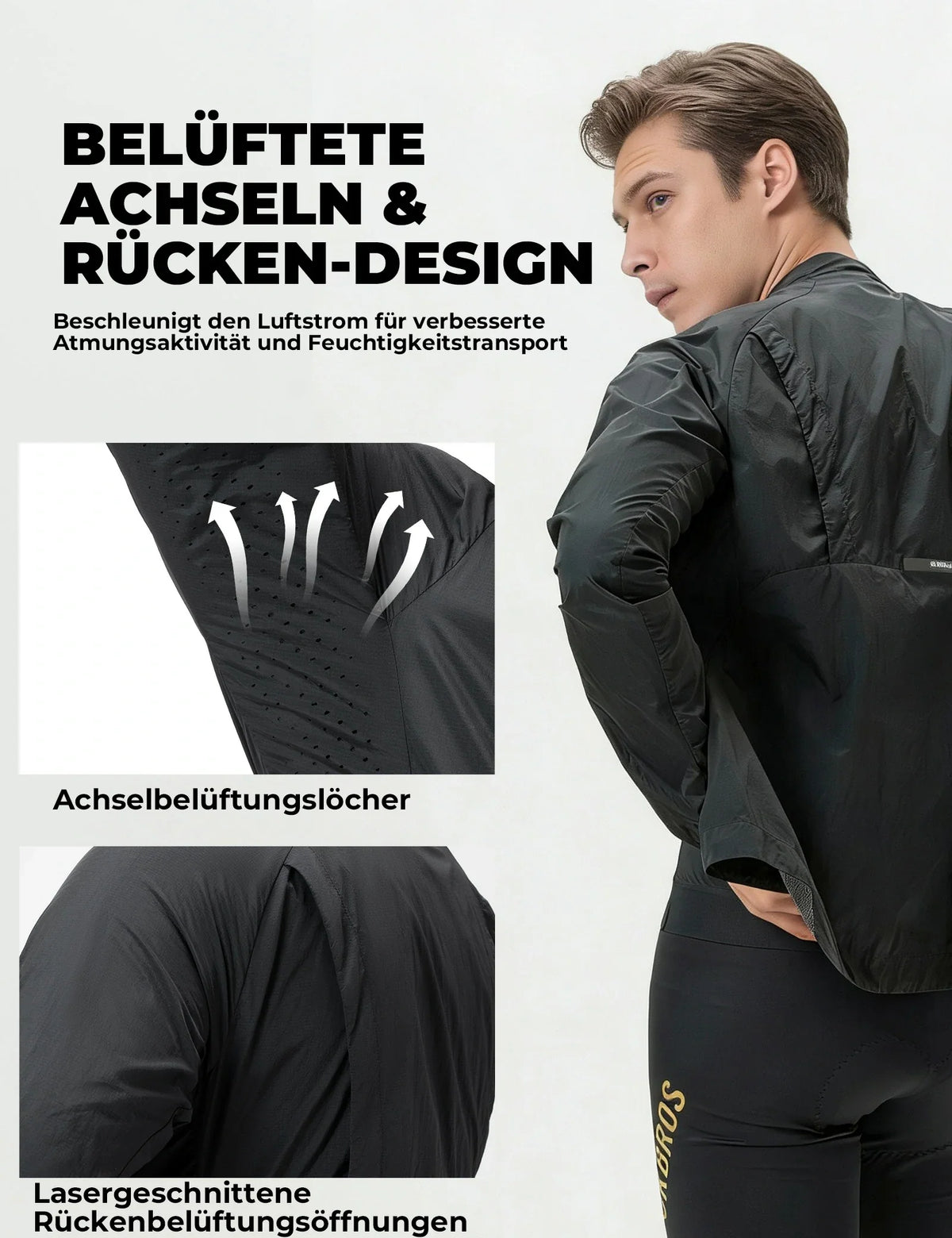ROCKBROS Veste de cyclisme coupe-vent, légère et respirante, séchage rapide, pliable