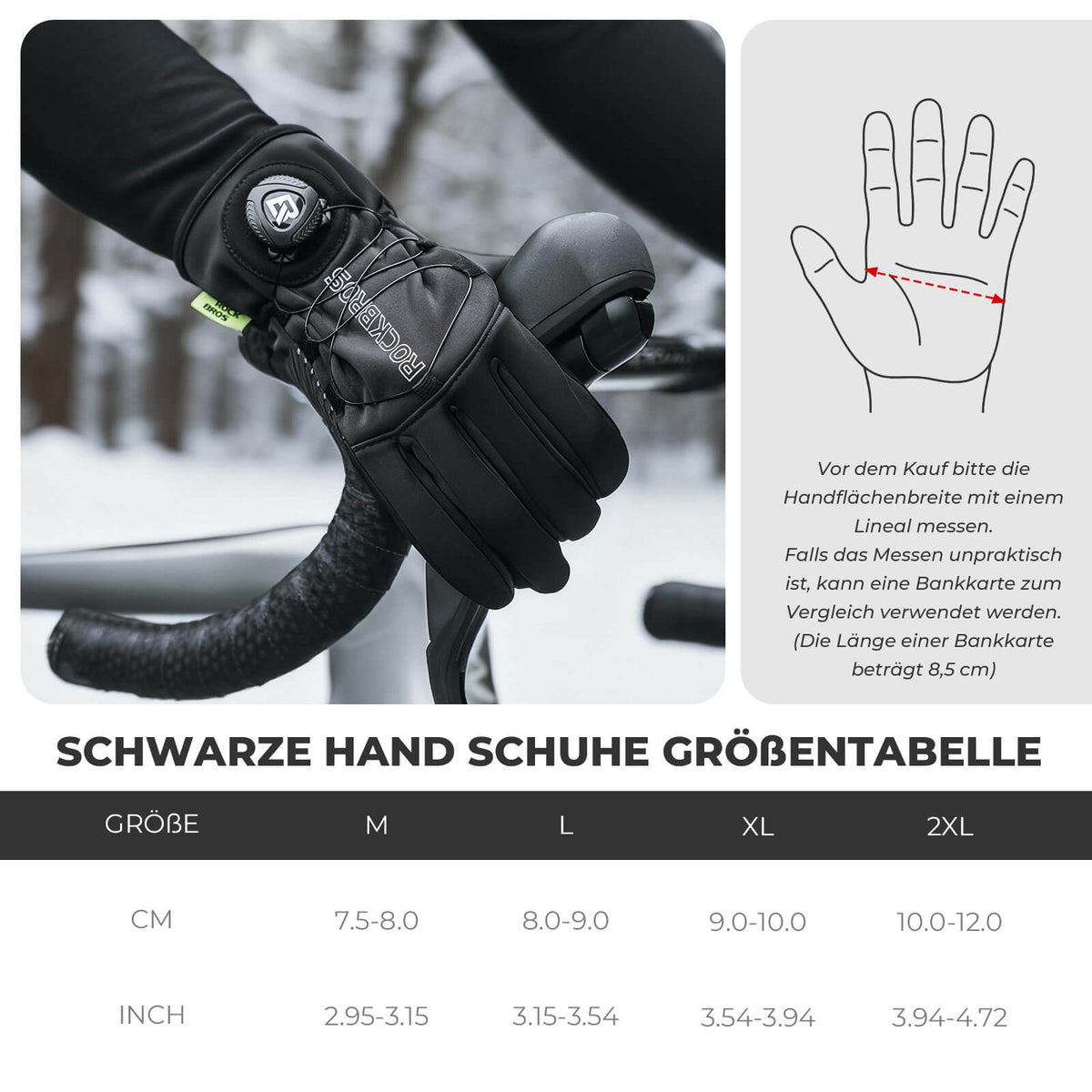 ROCKBROS Gants de vélo d'hiver Touchscreen - Doublure thermique & Réfléchissant