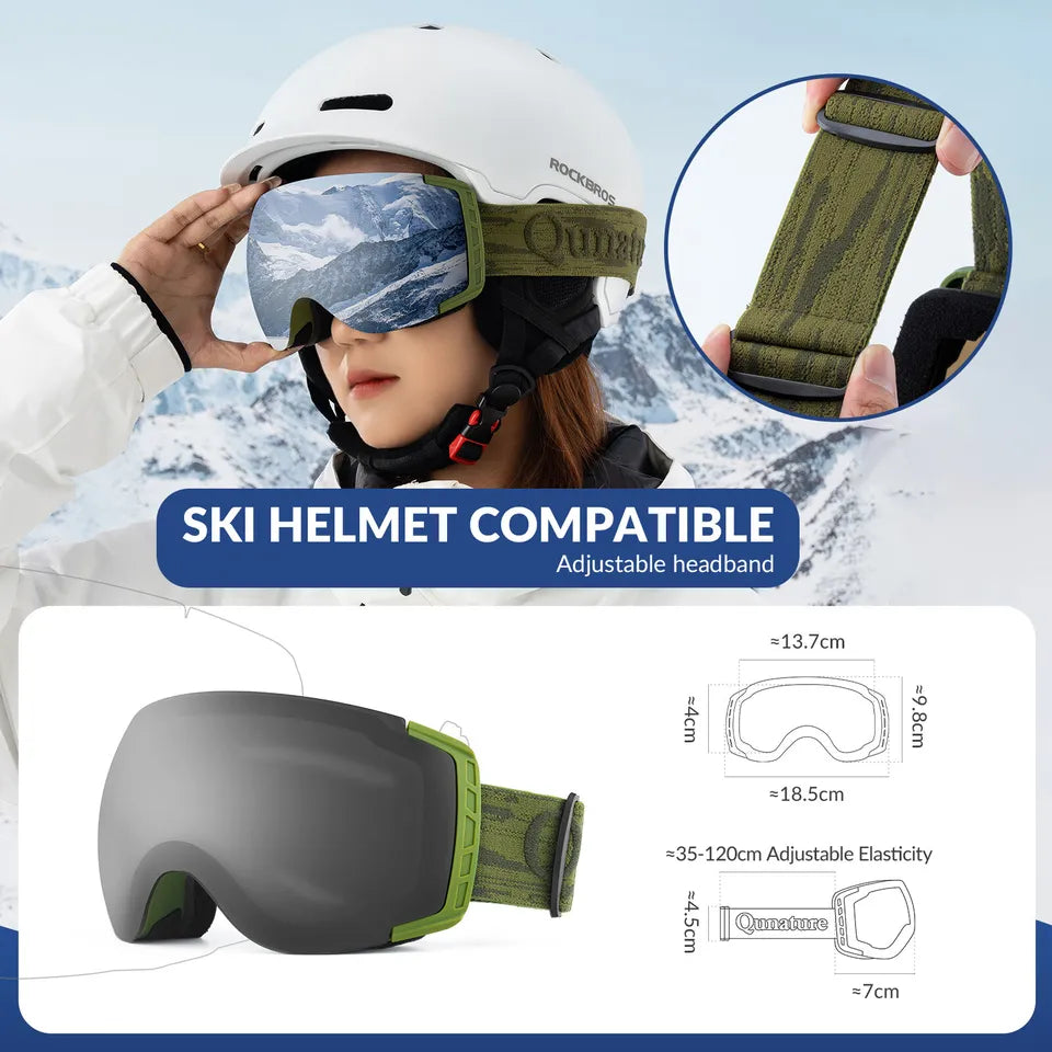 Lunettes de ski Qunature, lunettes de snowboard, anti-buée UV400 femme/homme pour porteurs de lunettes