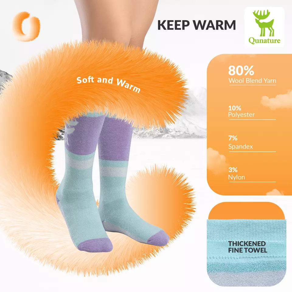 Qunature 1 paire de chaussettes de ski, chaussettes de ski unisexes pour ski, snowboard, sports d'hiver