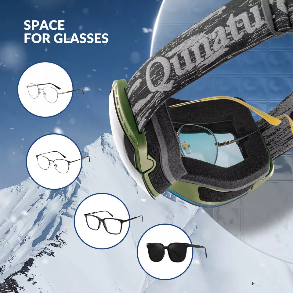 Lunettes de ski Qunature, lunettes de snowboard, anti-buée UV400 femme/homme pour porteurs de lunettes