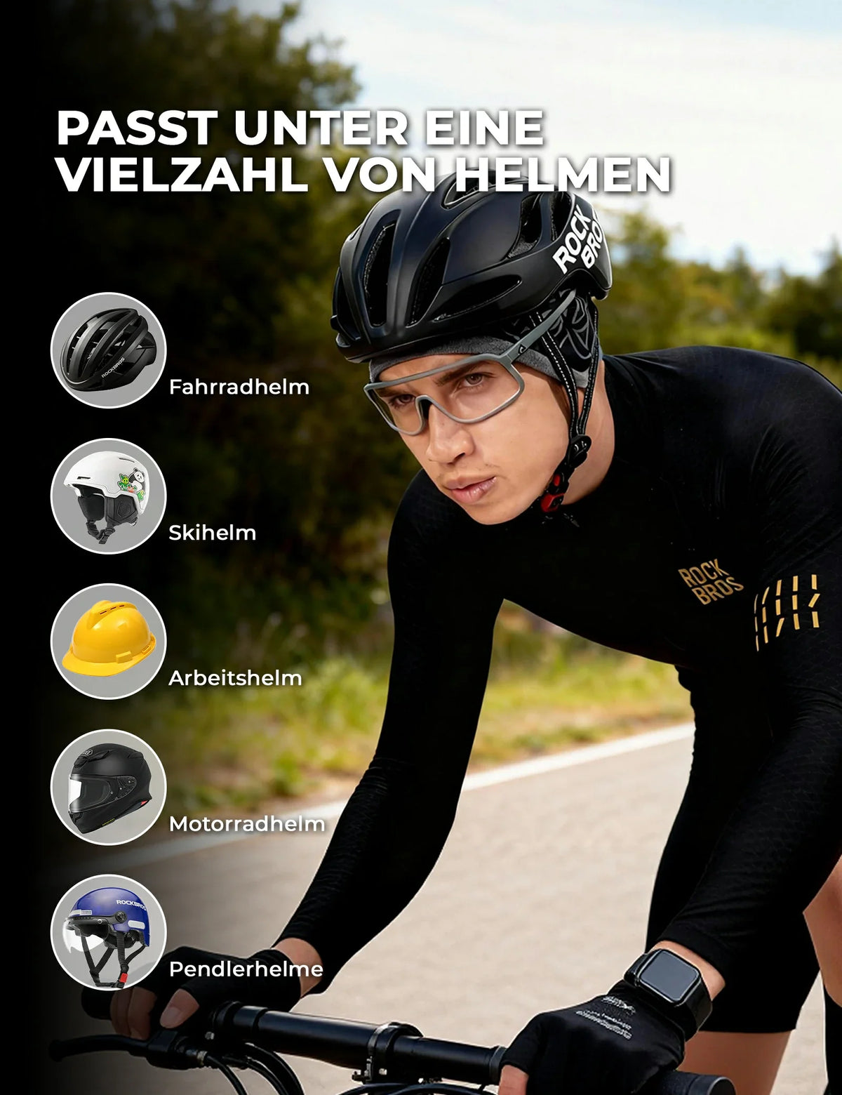 ROCKBROS Bonnet thermique réversible (2-en-1) bonnet d'hiver avec protection des oreilles