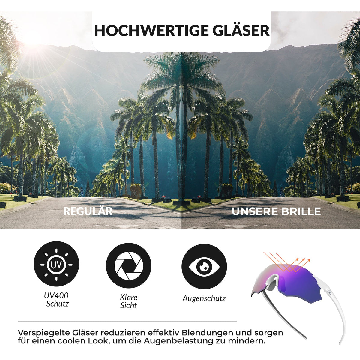 ROCKBROS Lunettes de vélo photochromatiques Protection UV400 Sans monture -SWIFT
