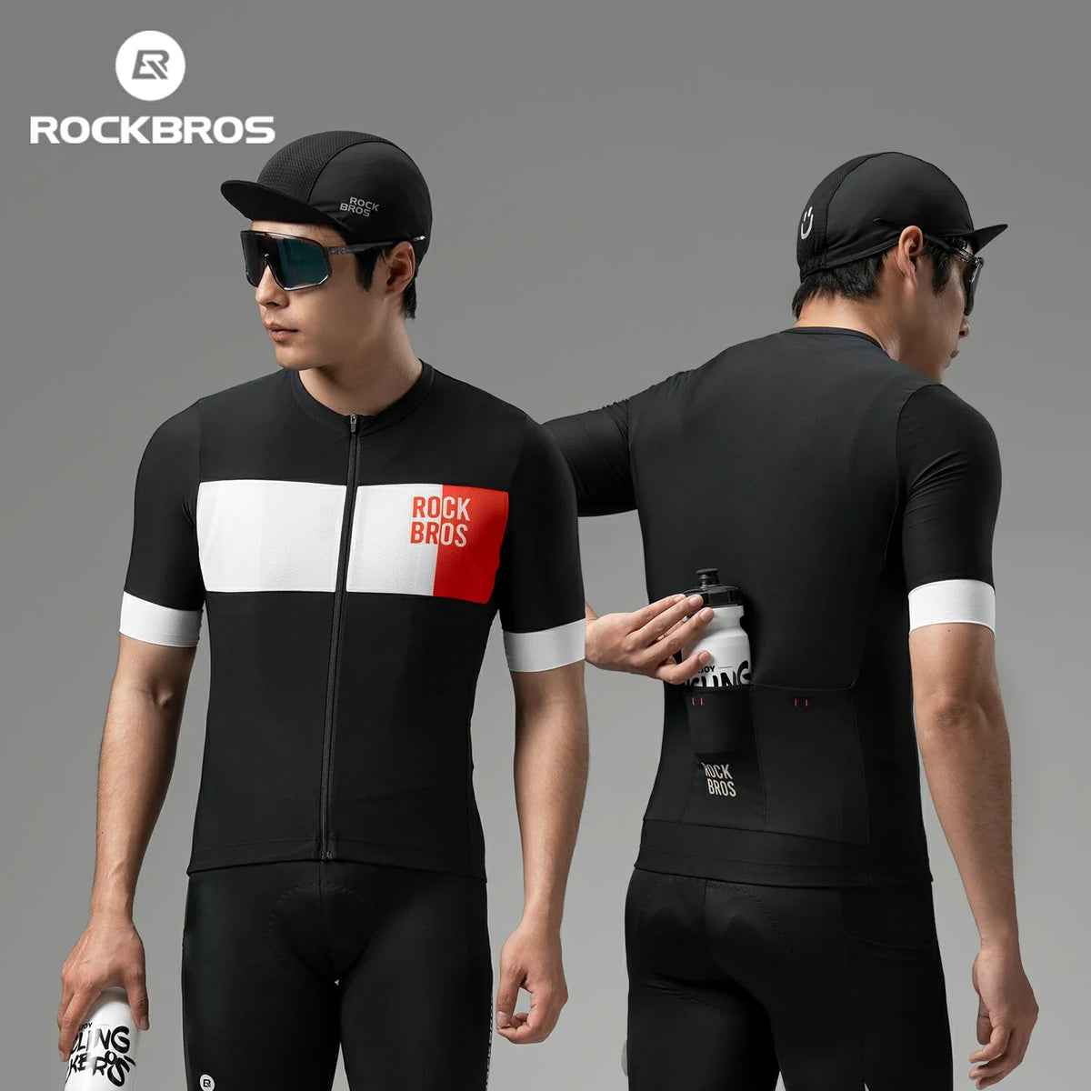 Maillot de cyclisme manches courtes ROCKBROS pour homme au design colorblock