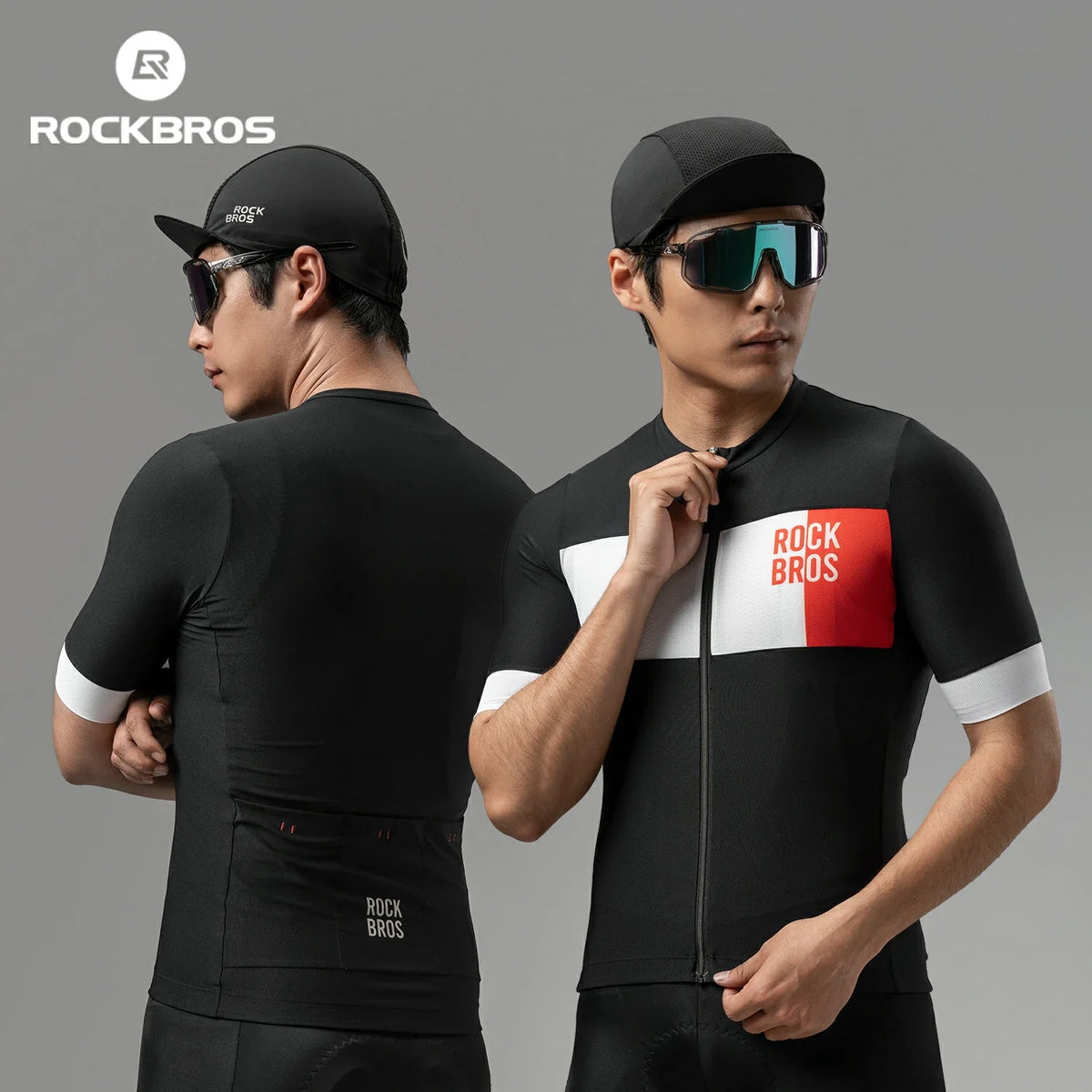 Maillot de cyclisme manches courtes ROCKBROS pour homme au design colorblock