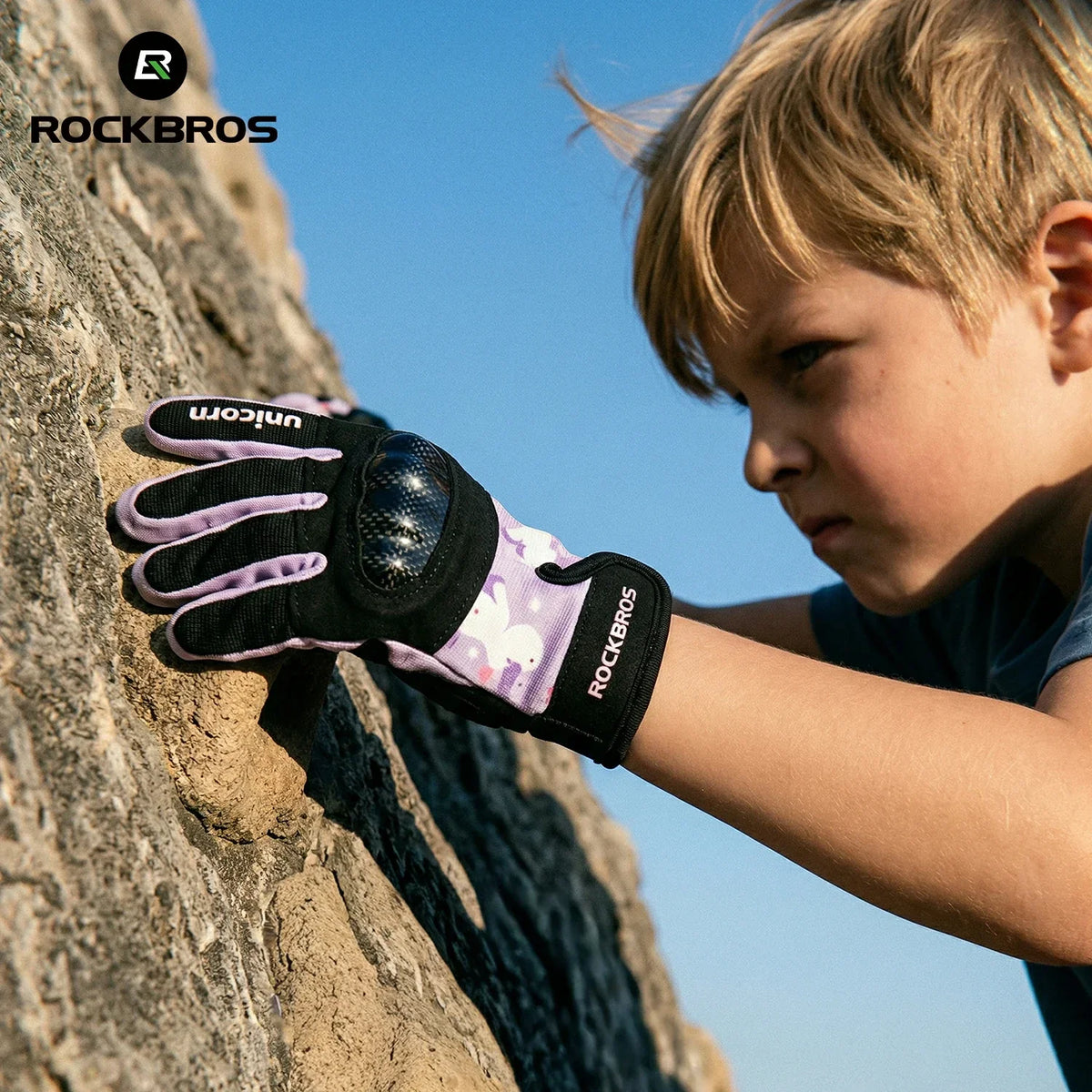 ROCKBROS Gants de vélo pour enfants doigts complets avec protection Hard Shell