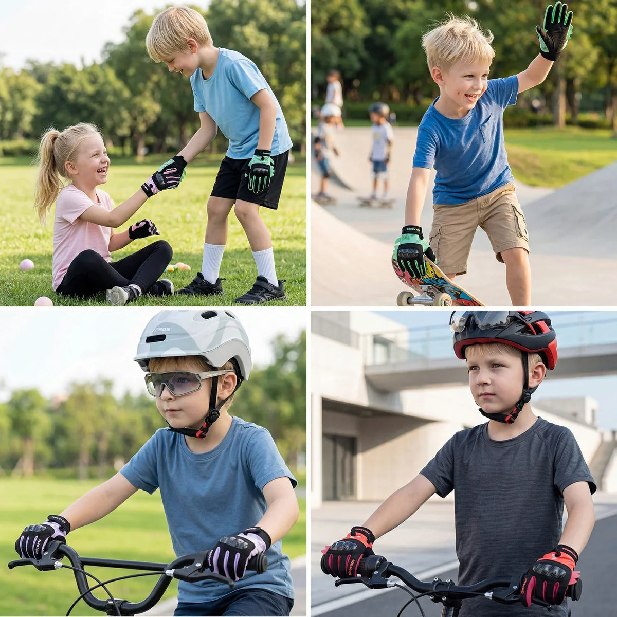 ROCKBROS Gants de vélo pour enfants doigts complets avec protection Hard Shell